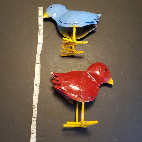 Red and Blue Metal art birds 6 in tall - Picture 6 of 6